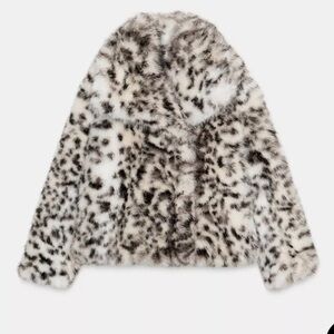 ZARA SHORT FAUX FUR ANIMAL PRINT COAT